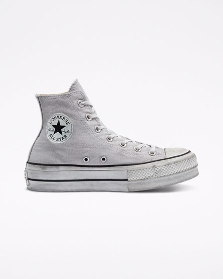 Pantofi Platforma Dama Converse Chuck Taylor All Star Lift Smoked Panza Inalti Gri | RO TWHAD513